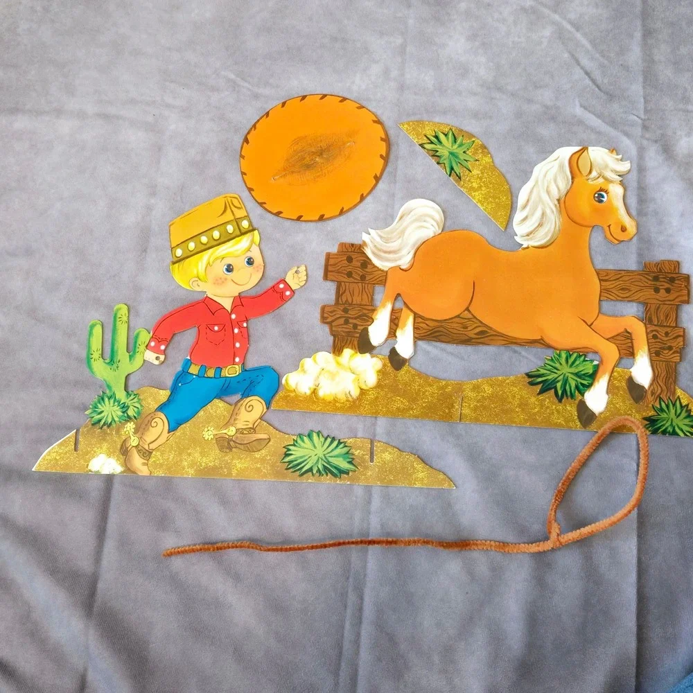 Freckles Cowboy‎ Horse Centerpiece Hallmark Cardboard 3D Vintage Party